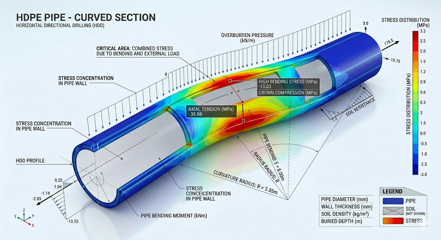 Analisi della sezione curva di una tubazione HDPE
